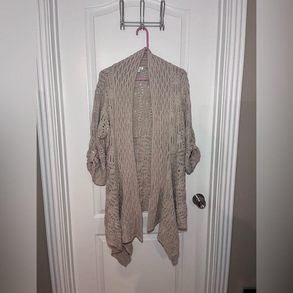 Coldwater Creek Crocheted 3/4 Sleeve Cardigan